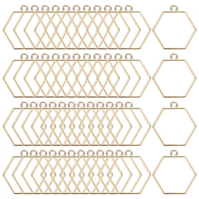 M METERXITY 50個入りレジン用オープンベゼル 六角形オープンバックベゼルペンダント レジン宝石作り/ ..