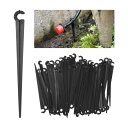 M METERXITY 100パック 灌漑用ドリップサポートステーク 110x10mm 1/4"ドリップチューブ用プラスチックドリップホースステーク 灌漑/温室用 固定ペグパイプホースホルダー
