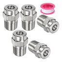 M METERXITY 表面洗浄チップ 5個パック - 25度 1/4" NPT オス 高圧洗浄機ノズル クリーナーノズル交換用 ステンレススチール シーリングテープ付き ウォーターガンに適用 (1.07mmオリフィス)