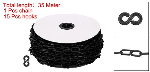 PATIKIL 黒いプラスチックチェーン 115フィート6mm安全バリアチェーン大型プラスチックチェーンクラウドコントロール 列線 駐車場 フェンス ゲート コンサート 建設現場 装飾用