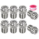 M METERXITY 表面洗浄チップ 8個パック - 25度 1/4" NPT オス 高圧洗浄機ノズル クリーナーノズル交換用 ステンレススチール シーリングテープ付き ウォーターガンに適用 (1.311mmオリフィス)