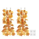 PATIKIL 造花 人工紅葉 ガーランド 長さ200cm 2個入り 人工葉 メープルリーフガーランド 楓の葉 秋の装飾 吊り蔓葉装飾 ホーム 感謝祭 結婚式 飾り 雰囲気作り パーティー用 赤/緑/明るいイエロー