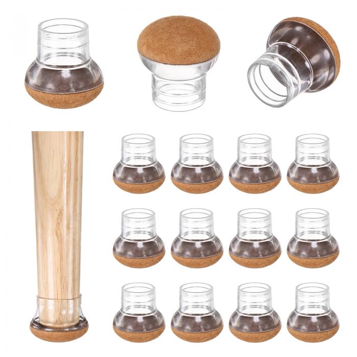 M METERXITY 32パック 椅子脚床保護具 0.78"-1"シリコンカップ丸いフェルト家具パッド ハードウッドフ..