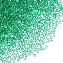 PATIKIL 200g 1-3 mm ガラスバブルビーズ 虹色 穴なし 水滴ボール ダーク緑