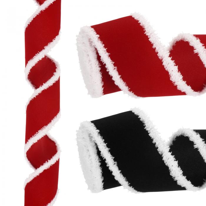 PATIKIL 12ヤード x 63.5 mm クリスマスリボン ベロアリボン ギフトラッピングリボン クラフト バースデー 結婚式 フェスティバル ホリデー装飾 レッド 黒