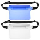 uxcell 2個防水ポーチ 防水ファニーパック 浮き袋 調節可能なウエストストラップ 旅行 ビーチ 水泳 カヤック ボート プール アクセサリー クリアブルー...