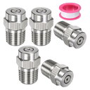 M METERXITY 表面洗浄チップ 5個パック - 0度 1/4" NPT オス型圧力洗浄機ノズル クリーナーノズル交換用 ステンレススチール シーリングテープ付き ウォーターガンに適用 (1.382mmオリフィス)