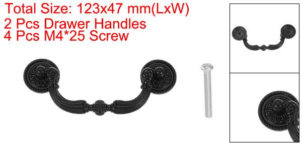 PATIKIL ホールセンタードロップベイルプルハンドル4.84x1.85 2個の引き出しハンドル キャビネット 木製ボックス ケース ワードローブ 食器棚 ドレッサー 家具用のハードウェア付きのネジ 黒