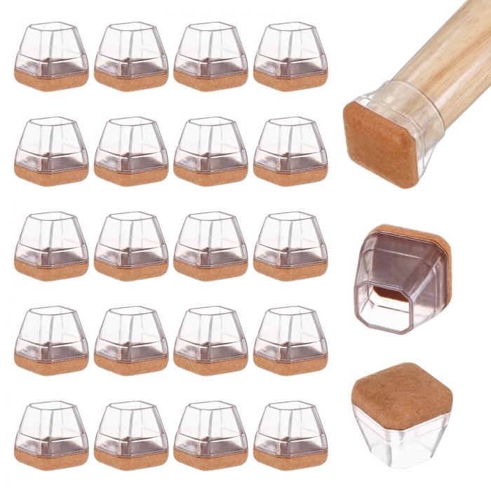 M METERXITY 24個入り 椅子脚床保護具 0.67-0.86" シリコンカップ丸いフェルト家具パッド ハードウッドフロア/ラミネート/カーペット用 椅子脚カバーソックス[透明ホワイト]