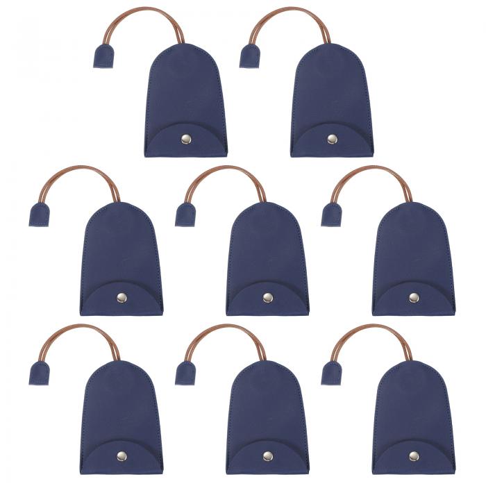 PATIKIL カーキーケース 8個のPUレザーキーポーチ キーフォブホルダー カーオフィスキー用のバックル付きキーチェーンバッグスリーブ ダークブルー