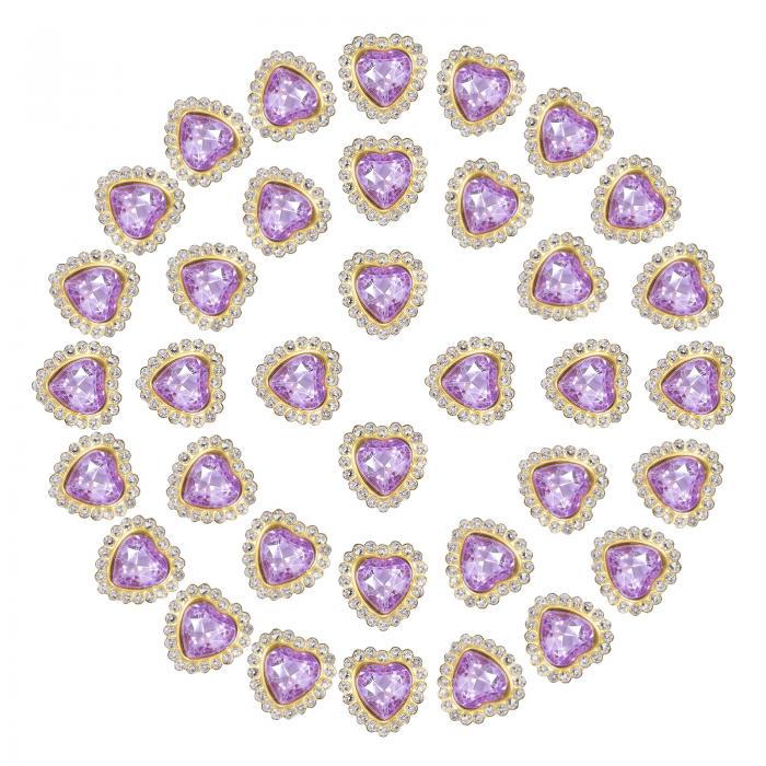 PATIKIL 16 mm ハート型 ラインストーン縫い付け 60個 ラインストーンスパンコール装飾 水晶ガラス金属..