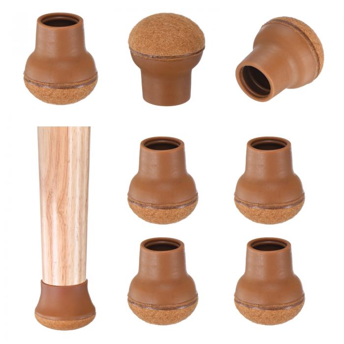 M METERXITY 8個セット 椅子脚床保護具 0.55"-0.75"シリコンカップ丸いフェルト家具パッド ハードウッ..