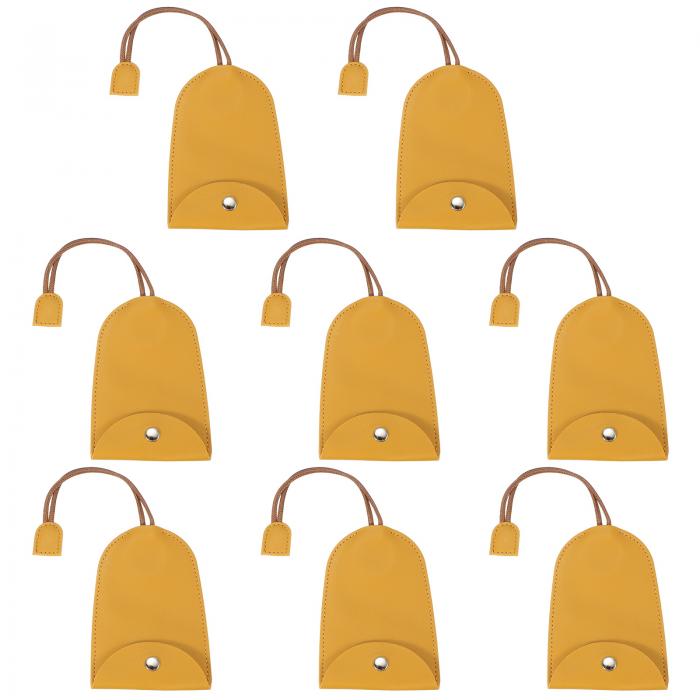 PATIKIL カーキーケース 8個のPUレザーキーポーチ キーフォブホルダー カーオフィスキー用のバックル付きキーチェーンバッグスリーブ レモンイエロー