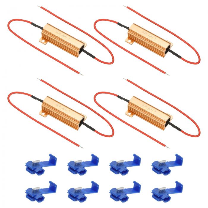 PATIKIL 50W 10オームアルミニウムシェル抵抗器 4個 アルミハウジング抵抗器 クリップ付きハウジングケースワイヤ巻き抵抗器 ねじタップ電力抵抗器 金