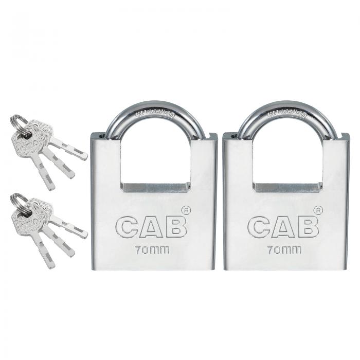 PATIKIL ステンレススチール南京錠 68mm（2-11/16インチ）、2個セット 高セキュリティ南京錠 シャッター付き南京錠 キー付き 屋内外用 シルバー