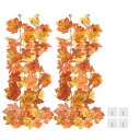PATIKIL 造花 人工紅葉 ガーランド 長さ175cm 2個入り 人工葉 メープルリーフガーランド 楓の葉 秋の装飾 吊り蔓葉飾りホーム 感謝祭 結婚式 雰囲気作り ハロウィンパーティー用 赤/イエロー/茶
