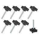 M METERXITY スタークランプノブ 8個パック M5x40mm 雄ネジ 手締めネジ 機械/電子機器/家具/傘ベース用 機械ハンドル交換用 [32mm 黒...