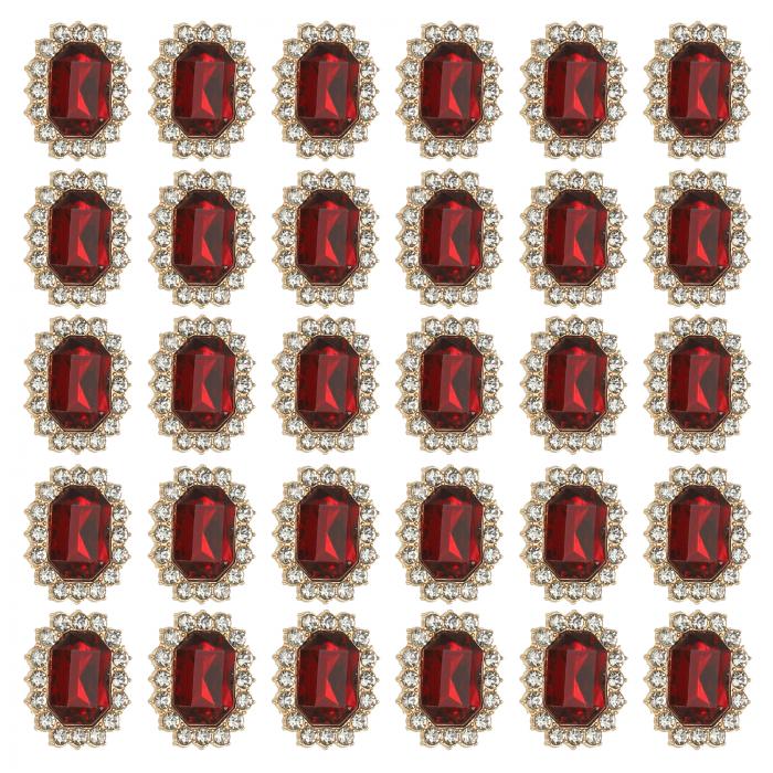 PATIKIL 30個のラインストーン装飾品、ハンドクラフト水晶ラインストーンボタン装飾ゴー ルドベースジェムダークレッドラインストーン、クラフト衣類宝石作り(3)