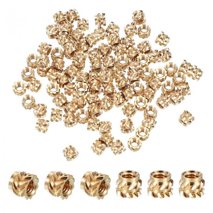 PATIKIL インサートナット M3x4 mm 埋め込みナット ネジ変換アダプター 家具 木工 DIY ジョイント 接合 補修用 真鍮製 50個