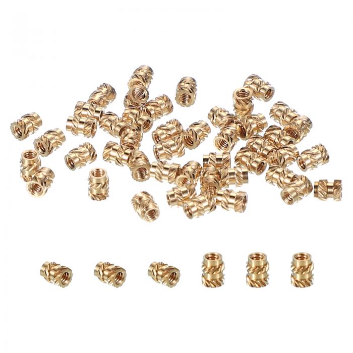 PATIKIL インサートナット M1.2x2.5 mm 埋め込みナット ネジ変換アダプター 家具 木工 DIY ジョイント 接合 補修用 真鍮製 70個