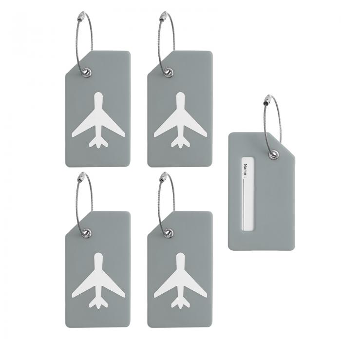 PATIKIL シリコーン製ラゲッジタグ 5個のシリコーン製スーツケースタグ識別子名IDカードホルダープライ..