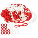 PATIKIL プラスチックチェーンリンク 30フィート 安全チェーン 赤/白 プラスチックチェーン バリア クラウドコントロール 列線 駐車場 フェンス ゲート コンサート デコレーション用