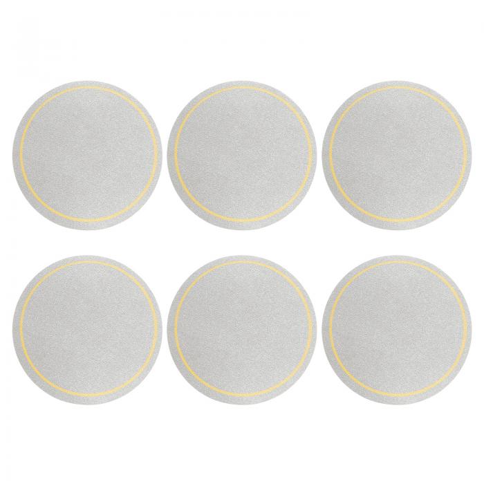 uxcell 6個 レザーコースター コーヒーテーブル用 丸いドリンクコースター 新築祝い ギフト ホームデコレーション（4" シルバー）
