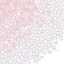 PATIKIL 200g 1-3 mm ガラスバブルビーズ 虹色 穴なし 水滴ボール ピンク