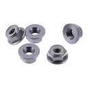 Motoforti 5個M6*1.0車用フランジナットアルミニウム合金 プラスチックゴムリングフラットヘックス逆転ロックフランジナット滑り止めロックフランジチタントーングレー