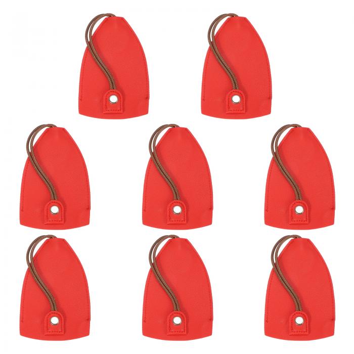 PATIKIL カーキーケース 8個のPUレザーキーポーチキーフォブホルダープルアウトキーチェーンバッグスリーブ 車用家庭用事務所キー用 レッド