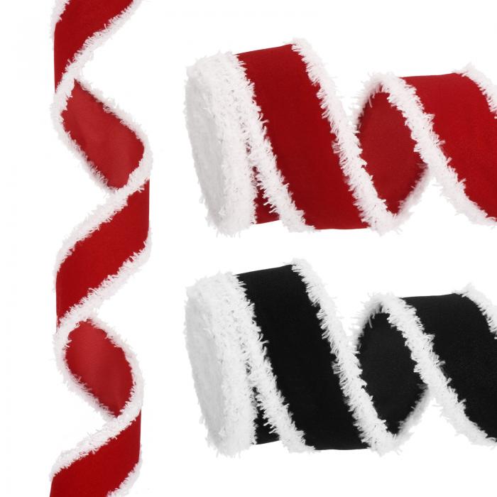 PATIKIL 12ヤード x 38.1 mm クリスマスリボン ベロアリボン ギフトラッピングリボン クラフト バースデー 結婚式 フェスティバル ホリデー装飾 レッド 黒