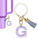 PATIKIL スタンレータンブ ラーカップ用のレター装飾アクセサリー、レターGキーチェーンハンドル装飾、かわいいイニシャルレターとタッセル、女性用タンブ ラー...