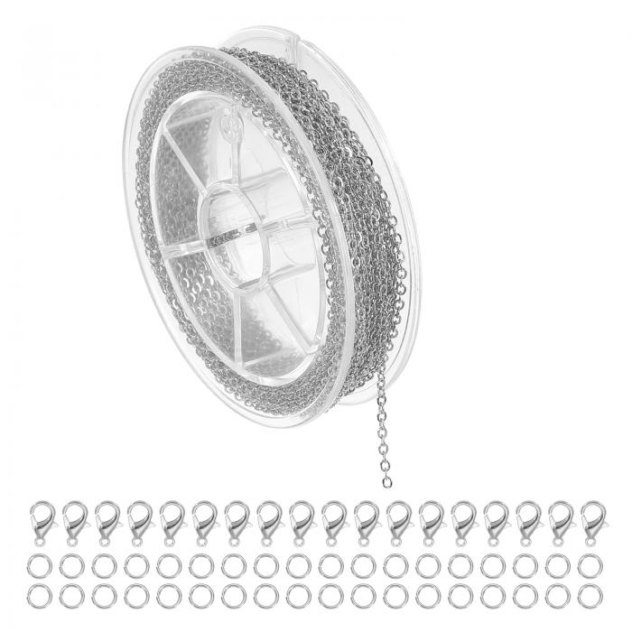 PATIKIL ネックレスチェーン バルク 16.4フィート、ステンレススチールリンクケーブルチェーン、女性用..