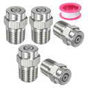 M METERXITY 表面洗浄チップ 5個パック - 0度 1/4" NPT オス 高圧洗浄機ノズル クリーナーノズル交換用 ステンレススチール シーリングテープ付き ウォーターガンに適用 (1.449mmオリフィス)