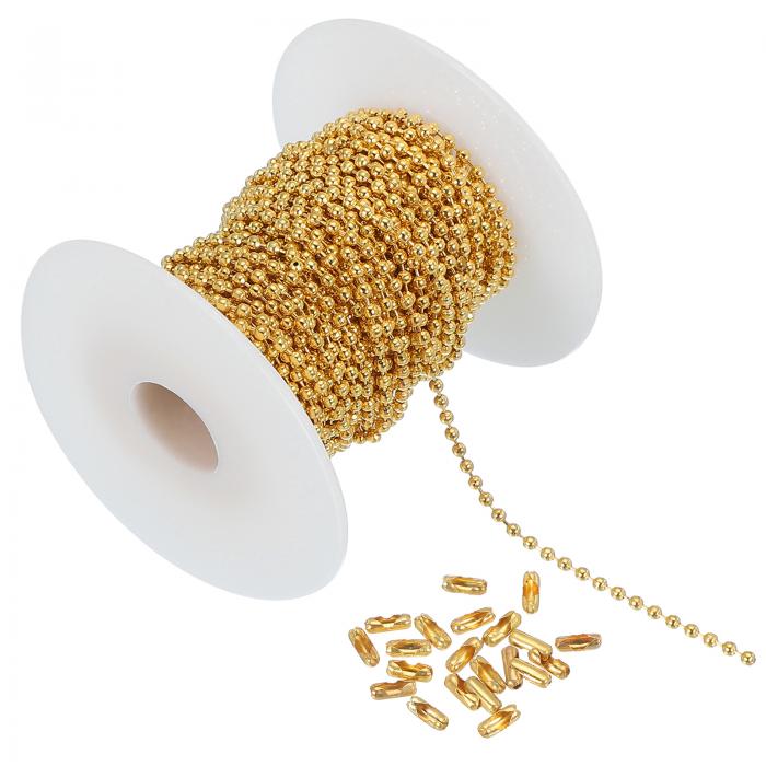 PATIKIL 32.81フィートのステンレススチールボールチェーン、20個のコネクター付きのビーズネックレス..