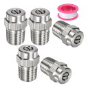 M METERXITY 表面洗浄チップ 5個パック - 25度 1/4" NPT オス 高圧洗浄機ノズル クリーナーノズル交換用 ステンレススチール シーリングテープ付き ウォーターガンに適用 (1.156mmオリフィス)