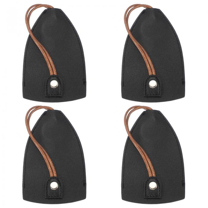 PATIKIL カーキーケース 4個のPUレザーキーポーチキーフォブホルダープルアウトキーチェーンバッグスリーブ 車用家庭用事務所キー用 黒