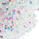 PATIKIL 200g 1-3 mm ガラスバブルビーズ 虹色 穴なし 水滴ボール カラフル
