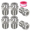M METERXITY 表面洗浄チップ 6個パック - 15度 1/4" NPT オス 高圧洗浄機ノズル クリーナーノズル交換用 ステンレススチール シーリングテープ付き ウォーターガンに適用 (1.311mmオリフィス)
