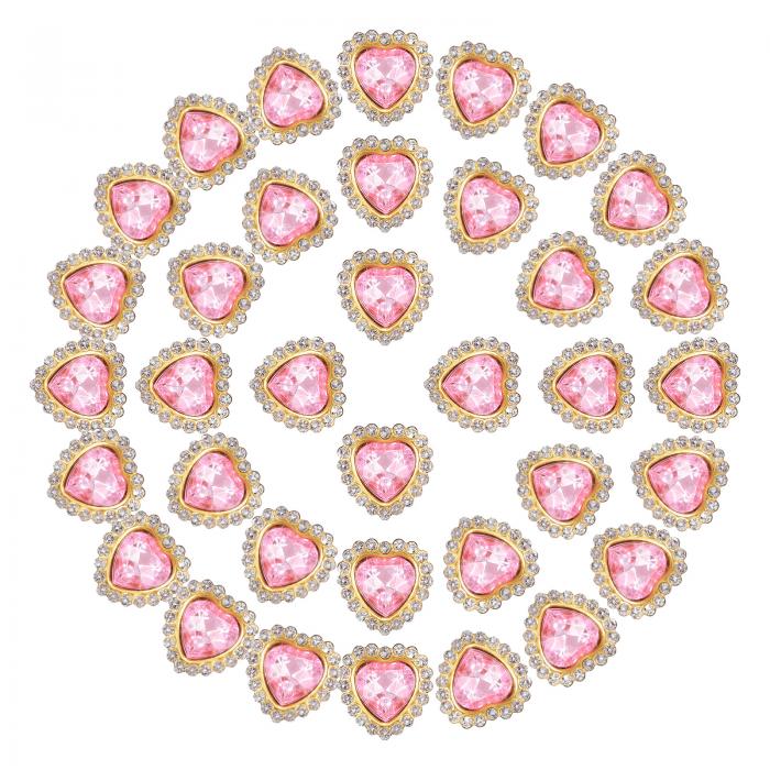 PATIKIL 16 mm ハート型 ラインストーン縫い付け 60個 ラインストーンスパンコール装飾 水晶ガラス金属..