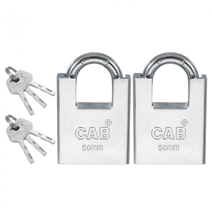 PATIKIL 48mmステンレス製南京錠（1-7/8インチ）、2個セット 高セキュリティ南京錠 シャッター付き南京錠 キー付き 屋内外兼用 シルバー