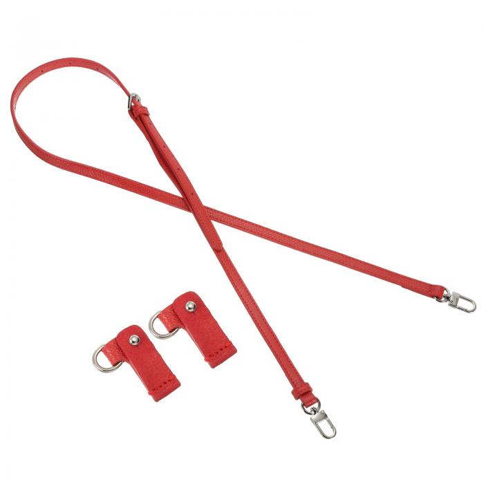 PATIKIL レザーショルダーストラップ、アジャスタブルパースストラップ交換キット クロスボディハンドバッグ シルバークラ スプ付き ミニトートバッグ用 レッド