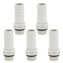 Hihaha プラスチックホースバーブフィッティング15/32" 1/4"G メススレッド ストレートパイプコネクター グレー ホワイト 5個