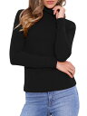 Allegra K レディース 長袖 セーター トップス モック タートルネック スリムフィット Tシャツ トレンディ プルオーバー カシミア セーター ブラッ...