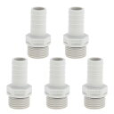 Hihaha プラスチックホースバーブフィッティング35/64" 1/2"G メススレッド ストレートパイプコネクター グレー ホワイト 5個