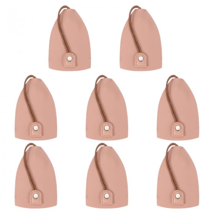 PATIKIL カーキーケース 8個のPUレザーキーポーチキーフォブホルダープルアウトキーチェーンバッグスリーブ 車用家庭用事務所キー用 ピンク