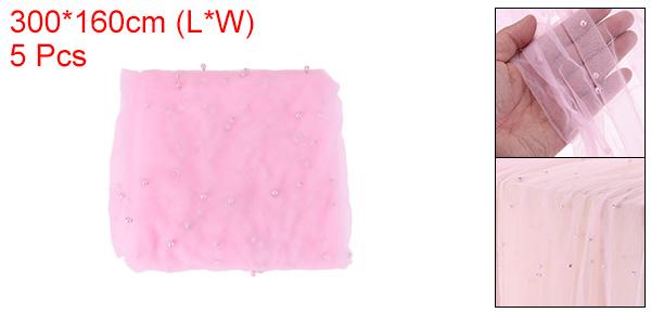 PATIKIL 10フィートのパールテーブルランナー、5枚のシアータルファブリックレーステーブルクロス、シフォンウェディングテーブルクロス、ブ ライダルシャワー、バースデーパーティー、デザートアーチベールデコレーション用、ライトピンク（63x120インチ）