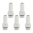 Hihaha プラスチックホースバーブフィッティング 25/64" 1/4"G メススレッド ストレートパイプコネクター グレー ホワイト 5 個