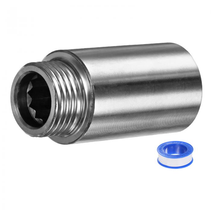 M METERXITY シャワーヘッド延長アーム ステンレス鋼G1/2メスからオス延長パイプフィッティングアダプター シャワー/蛇口用PTFEスレッドシールテープ付き パイプ配管カプラー1.97