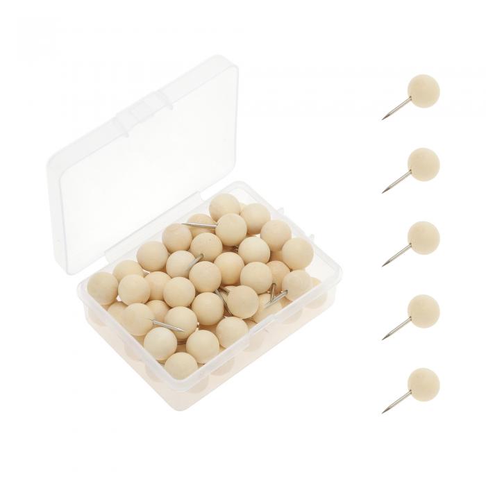 CAPASTEC 画鋲 画びょう 押しピン 木製 美術 オフィス 学習 固定用 掲示板や工作用 収納ケース付き 60個入り ボール
